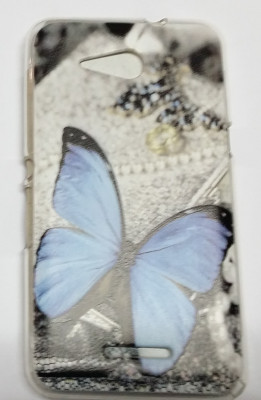 Силиконови гърбове Силиконови гърбове за Sony Силиконов гръб ТПУ за Sony Xperia E4G / E4G Dual  сив със синя пеперуда